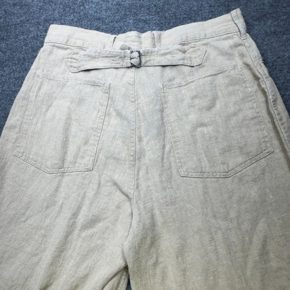 Vintage Polo Ralph Lauren Linen Buckle Back Pants Mens 34 Beige Wide Leg Deck